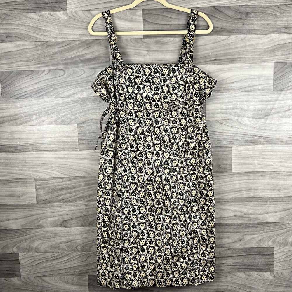 Anne Klein Dress Womens 14 Beige Black Sleeveless Career Business Lion Head Logo